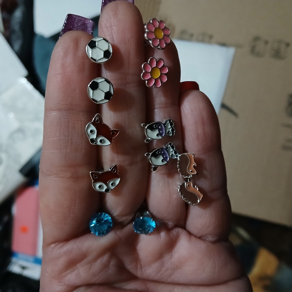 Cute Animal and Flower Stud Earrings Set